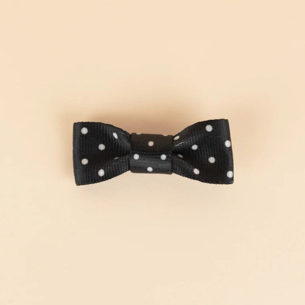 Harveys California Seatbelt Co Black Dottie Bow Hair Clip, NWT